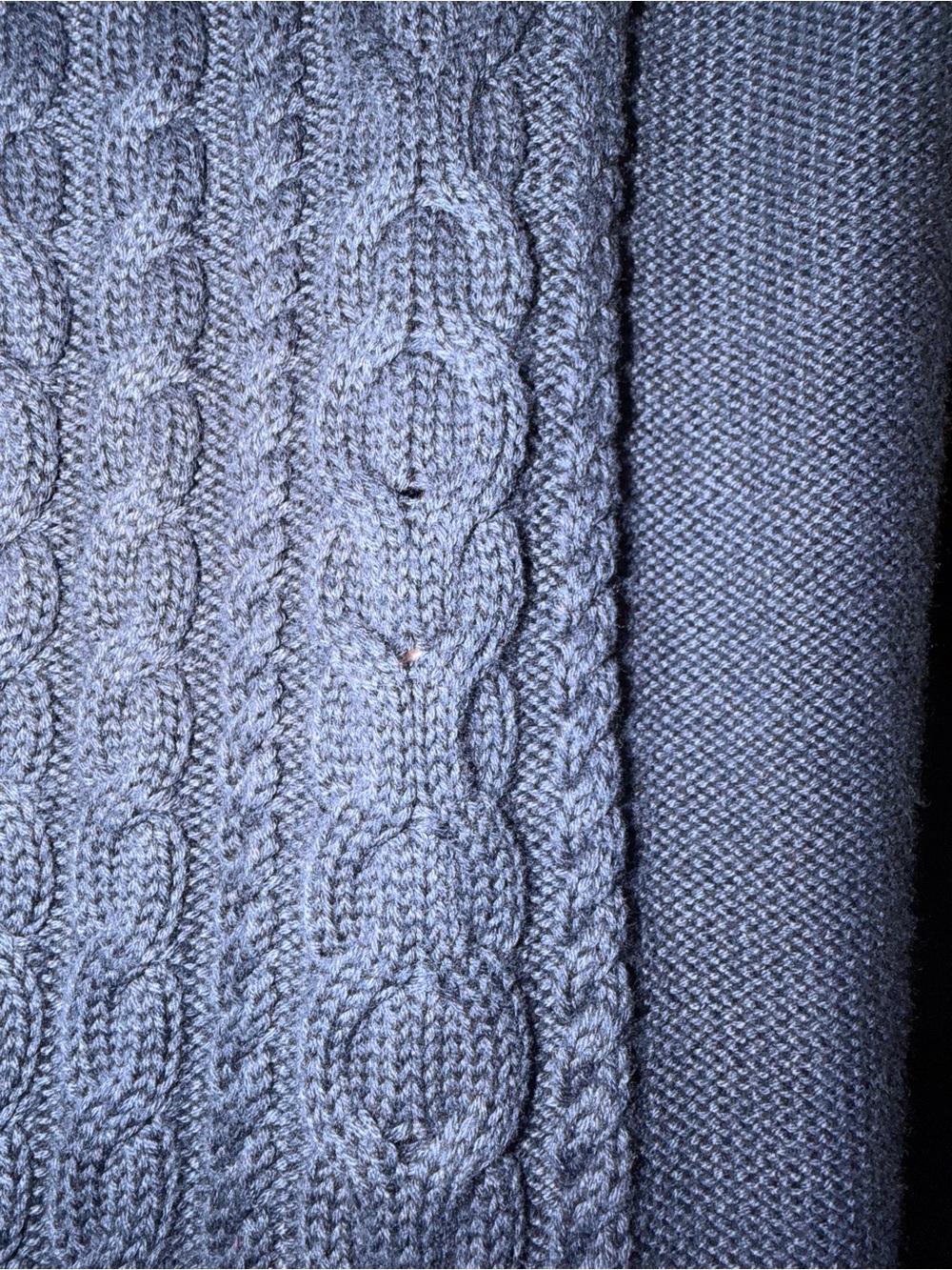 L.L. Bean 100% Cotton Cable Knit Long Button Front Cardigan Sweater Navy M REG - Picture 8 of 10
